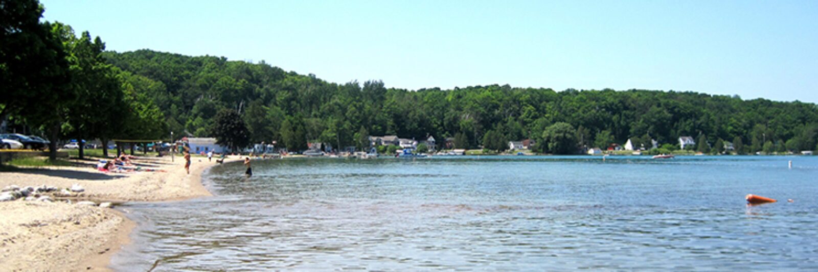 Crystal Lake and surrounding northern Michigan landscape